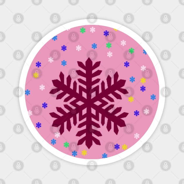 red marron colorful snowflakes background Magnet by Artistic_st